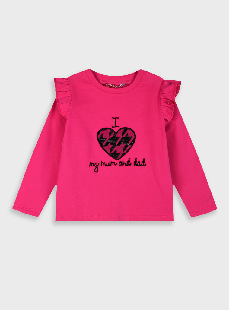 Jersey shirt with embroidery for girls | MAGENTA Jersey shirt with embroidery for girls | MAGENTA