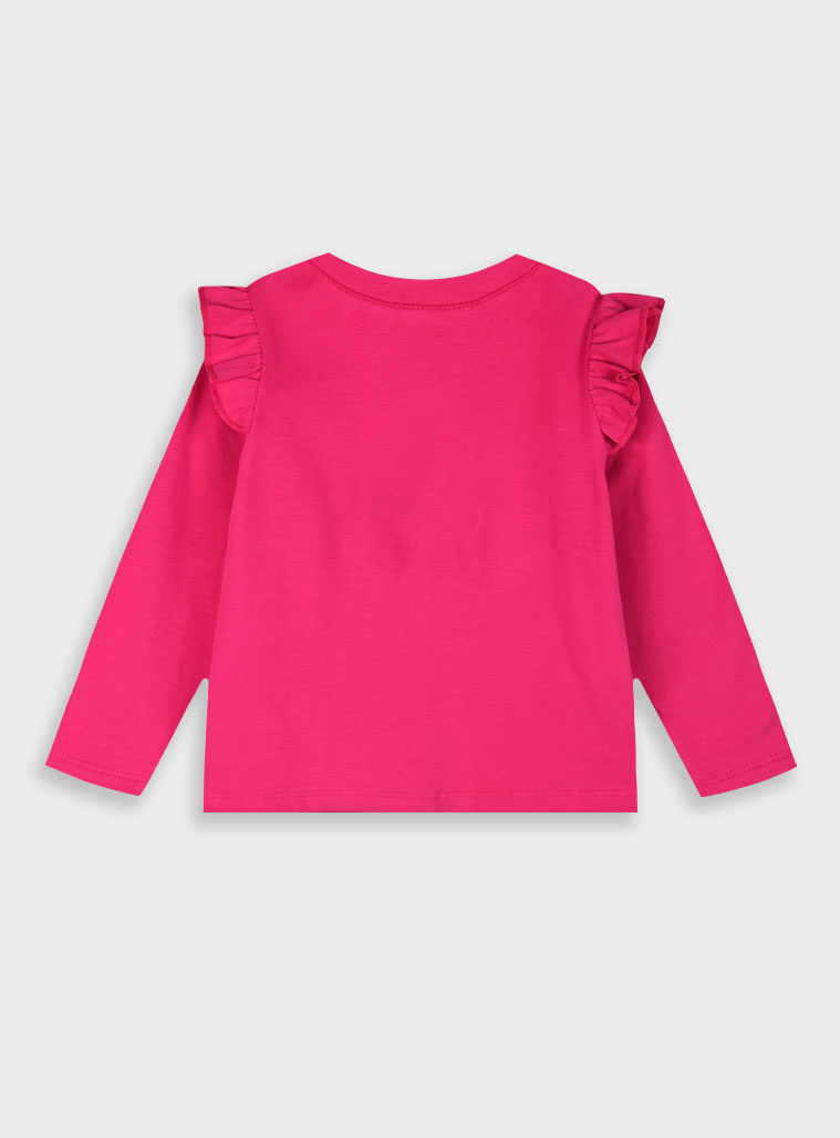 Jersey shirt with embroidery for girls | MAGENTA Jersey shirt with embroidery for girls | MAGENTA