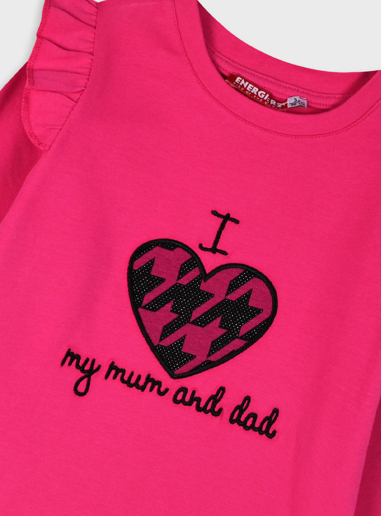 Jersey shirt with embroidery for girls | MAGENTA Jersey shirt with embroidery for girls | MAGENTA