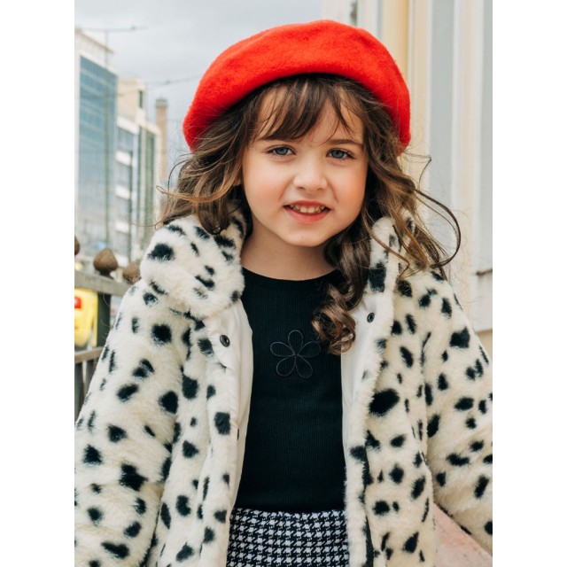 Ribbed shirt with flower opening for girls | BLACK