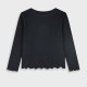 Ribbed shirt with flower opening for girls | BLACK