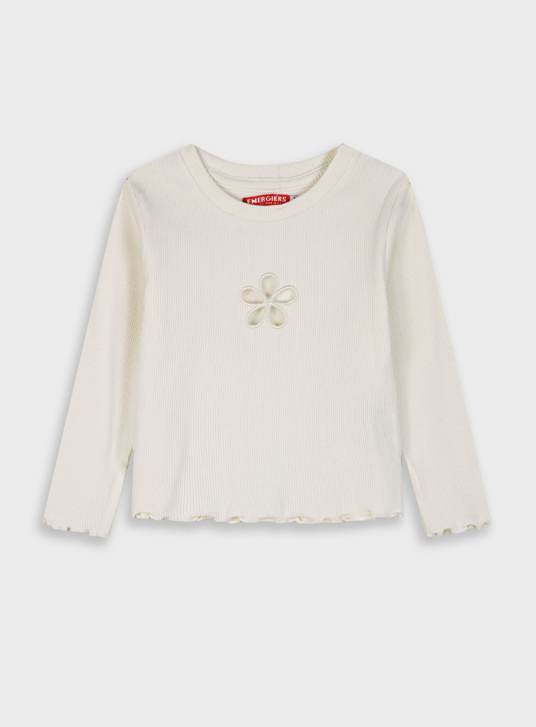 Ριπ μπλούζα με κενό λουλούδι για κορίτσι | ΕΚΡΟΥ Ριπ μπλούζα με κενό λουλούδι για κορίτσι | ΕΚΡΟΥ