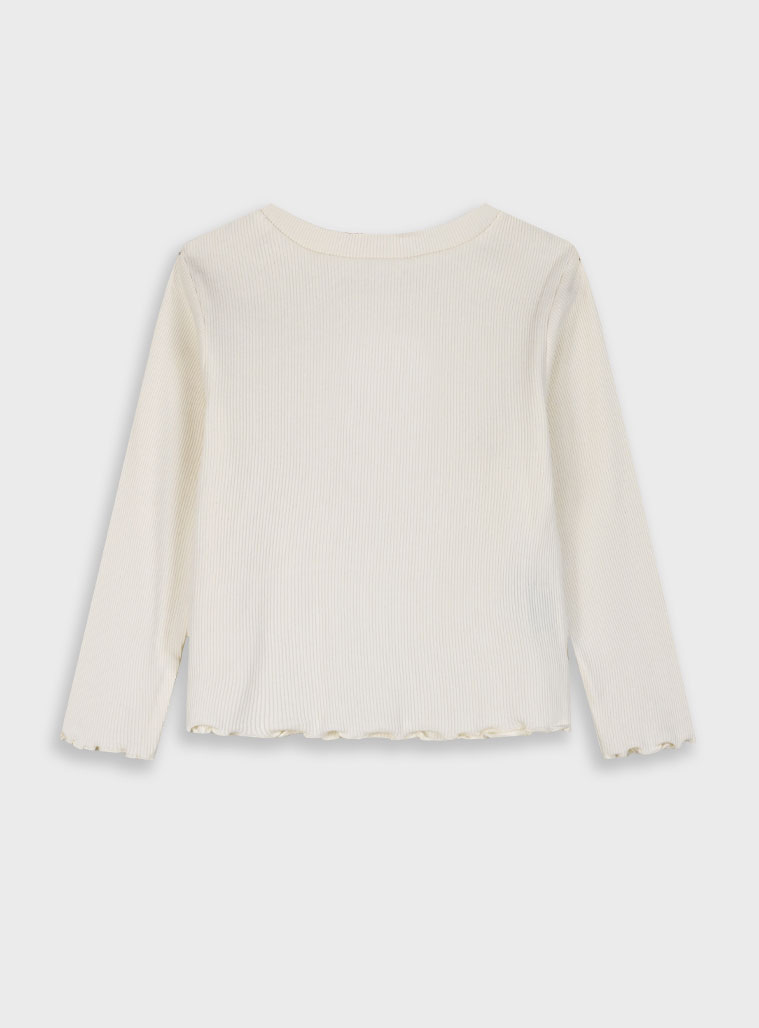 Ριπ μπλούζα με κενό λουλούδι για κορίτσι | ΕΚΡΟΥ Ριπ μπλούζα με κενό λουλούδι για κορίτσι | ΕΚΡΟΥ