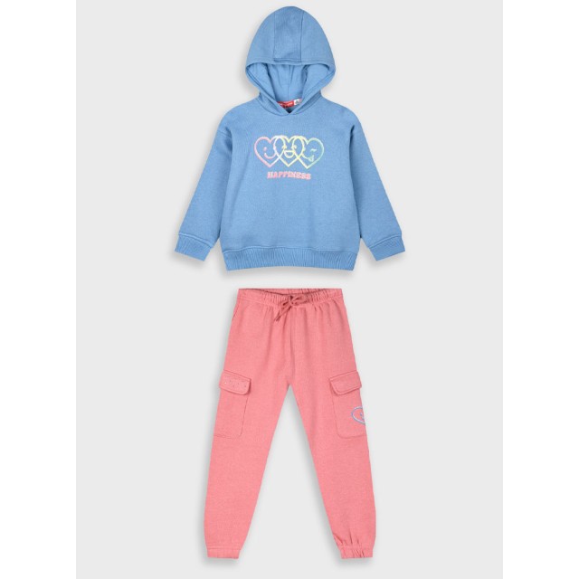Fleece tracksuit set with print for girls | PEARL PINK Fleece tracksuit set with print for girls | PEARL PINK