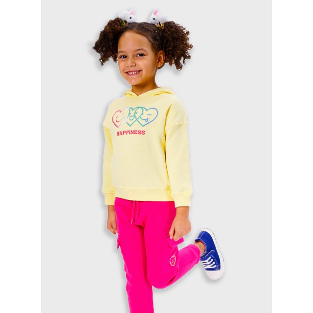 Fleece tracksuit set with print for girls | MAGENTA