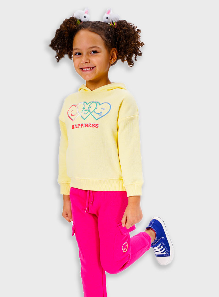 Fleece tracksuit set with print for girls | MAGENTA
