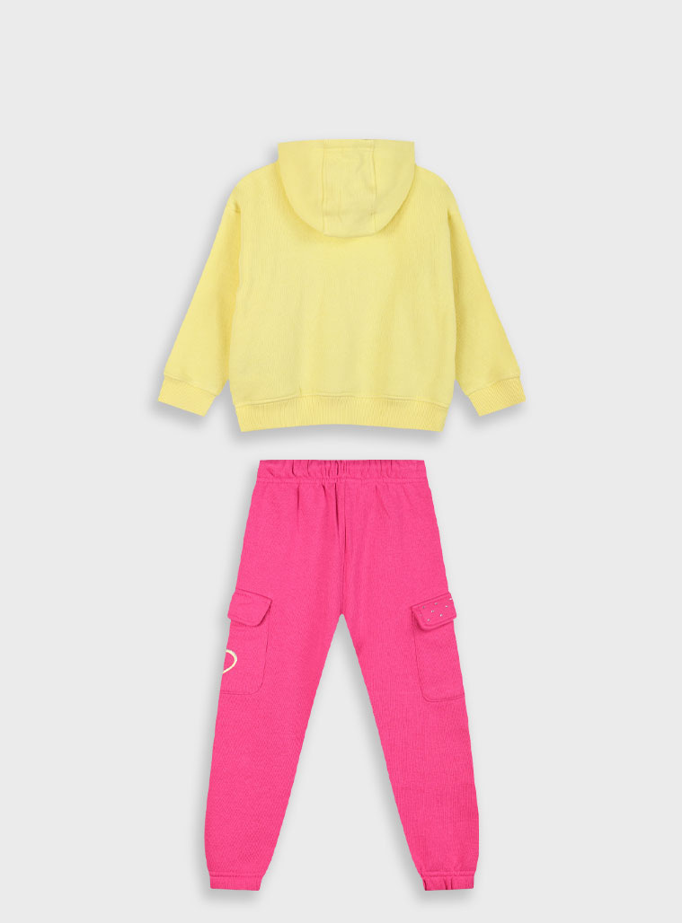 Fleece tracksuit set with print for girls | MAGENTA