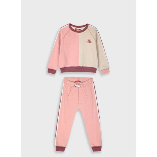 Fleece tracksuit set with embroidery for girls | DUSTY PINK Fleece tracksuit set with embroidery for girls | DUSTY PINK