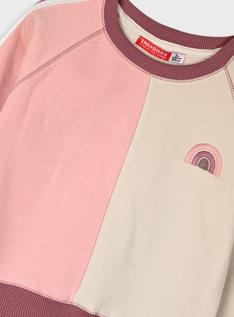 Fleece tracksuit set with embroidery for girls | DUSTY PINK Fleece tracksuit set with embroidery for girls | DUSTY PINK