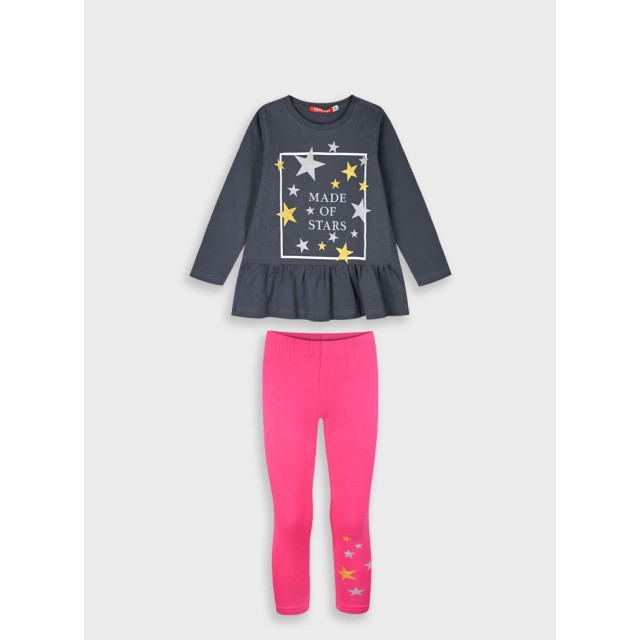 Jersey set with print for girls | MAGENTA