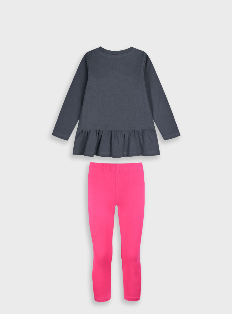 Jersey set with print for girls | MAGENTA Jersey set with print for girls | MAGENTA