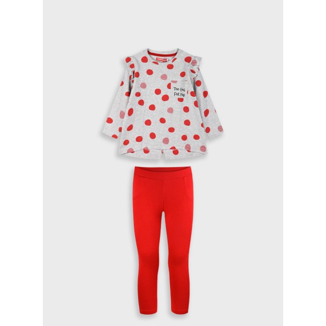 Set printed shirt with leggings for girls | RED
