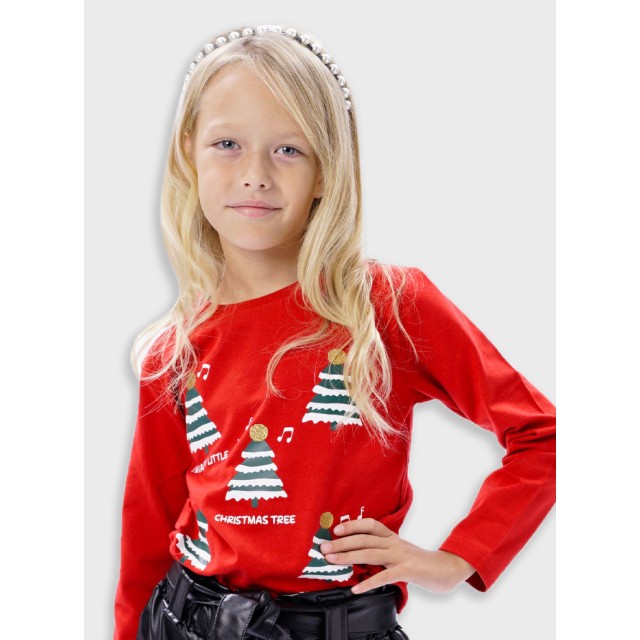 Χριστουγεννιάτική μακό μπλούζα τύπωμα για κορίτσι | ΚΟΚΚΙΝΟ Χριστουγεννιάτική μακό μπλούζα τύπωμα για κορίτσι | ΚΟΚΚΙΝΟ