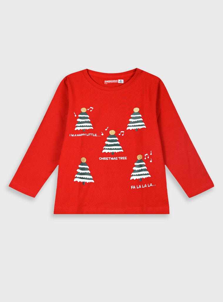 Χριστουγεννιάτική μακό μπλούζα τύπωμα για κορίτσι | ΚΟΚΚΙΝΟ Χριστουγεννιάτική μακό μπλούζα τύπωμα για κορίτσι | ΚΟΚΚΙΝΟ