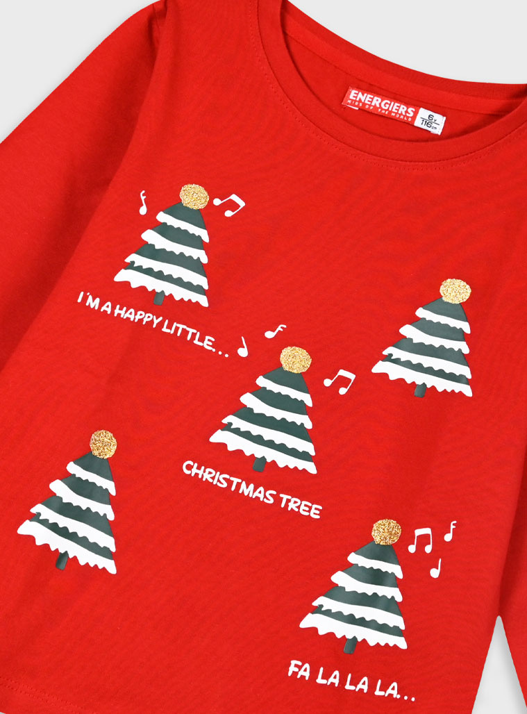 Χριστουγεννιάτική μακό μπλούζα τύπωμα για κορίτσι | ΚΟΚΚΙΝΟ Χριστουγεννιάτική μακό μπλούζα τύπωμα για κορίτσι | ΚΟΚΚΙΝΟ