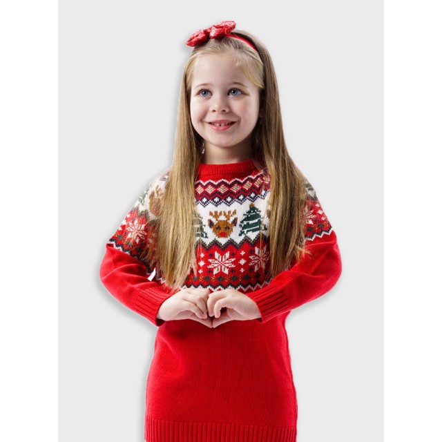 Χριστουγεννιάτικο πλεκτό φόρεμα | ΚΟΚΚΙΝΟ