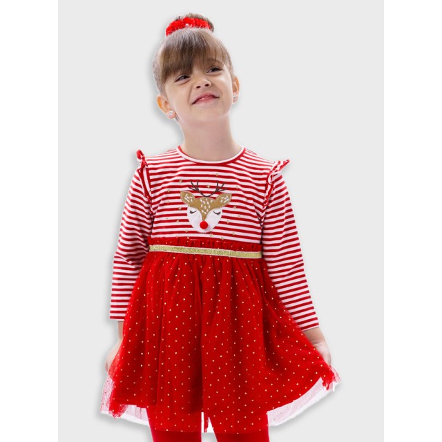 Χριστουγεννιάτικό ριγέ φόρεμα | ΚΟΚΚΙΝΟ Χριστουγεννιάτικό ριγέ φόρεμα | ΚΟΚΚΙΝΟ