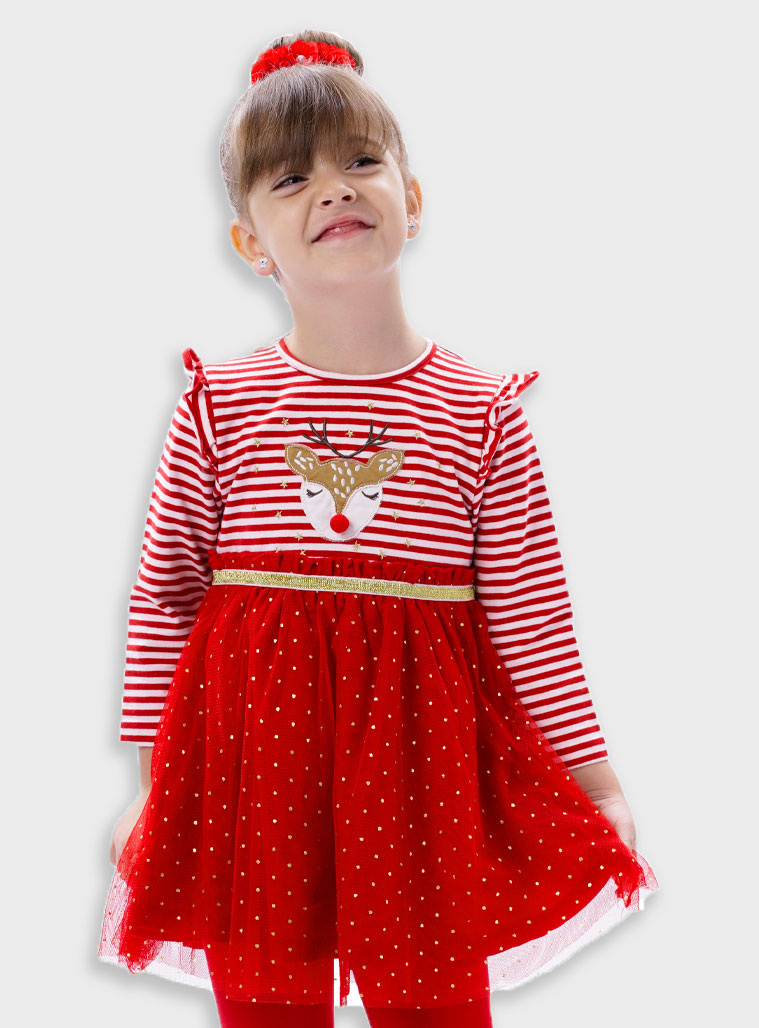 Χριστουγεννιάτικό ριγέ φόρεμα | ΚΟΚΚΙΝΟ Χριστουγεννιάτικό ριγέ φόρεμα | ΚΟΚΚΙΝΟ