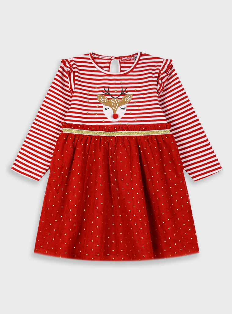 Χριστουγεννιάτικό ριγέ φόρεμα | ΚΟΚΚΙΝΟ Χριστουγεννιάτικό ριγέ φόρεμα | ΚΟΚΚΙΝΟ
