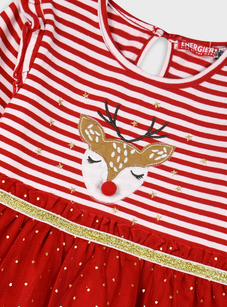 Χριστουγεννιάτικό ριγέ φόρεμα | ΚΟΚΚΙΝΟ Χριστουγεννιάτικό ριγέ φόρεμα | ΚΟΚΚΙΝΟ