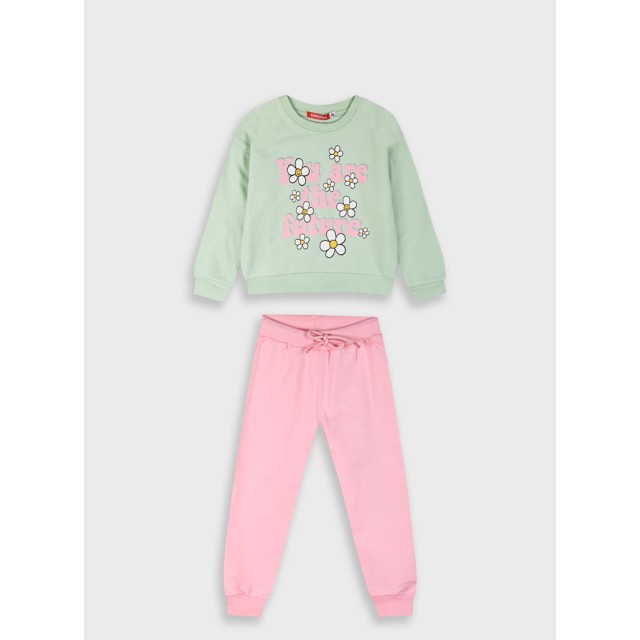 Σετ φούτερ φόρμα με τύπωμα για κορίτσι | ΡΟΖ Σετ φούτερ φόρμα με τύπωμα για κορίτσι | ΡΟΖ