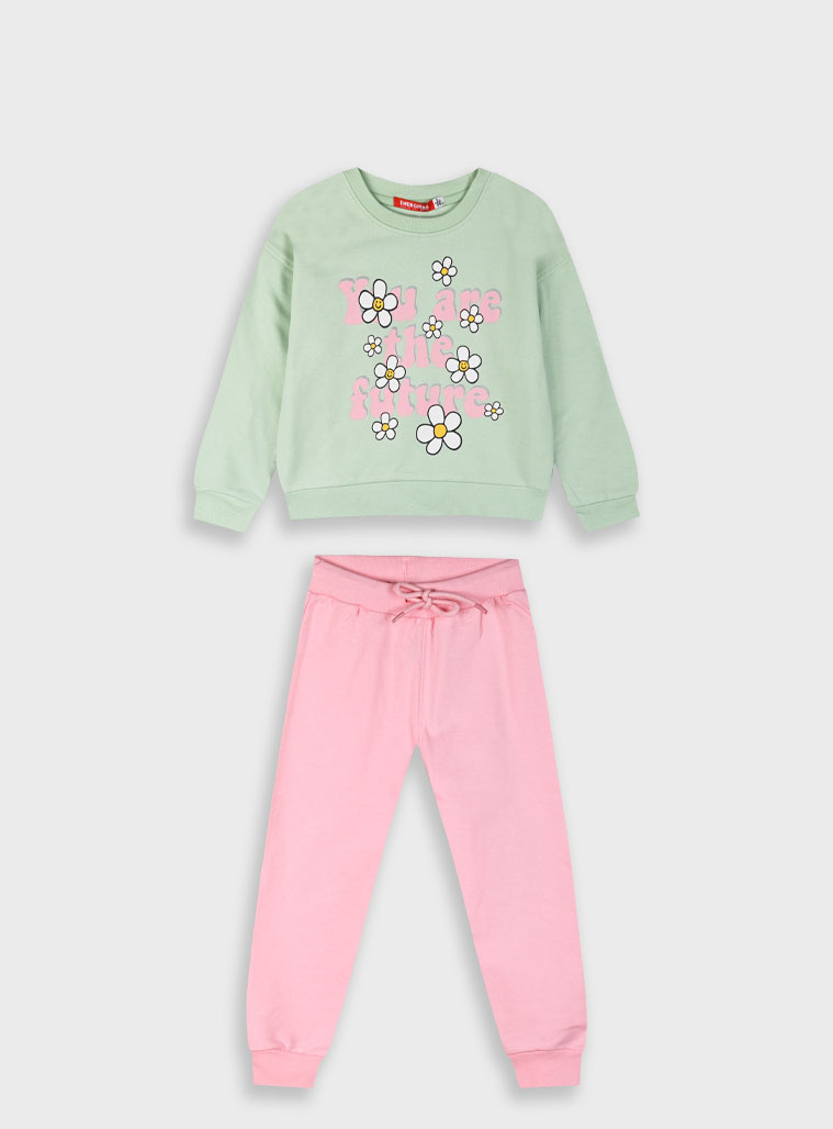 Σετ φούτερ φόρμα με τύπωμα για κορίτσι | ΡΟΖ Σετ φούτερ φόρμα με τύπωμα για κορίτσι | ΡΟΖ