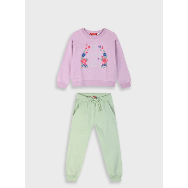 Fleece tracksuit set with print for girls | ICE GREEN
