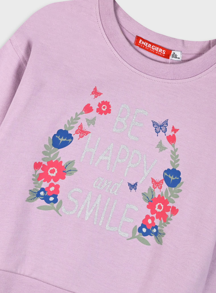 Fleece tracksuit set with print for girls | ICE GREEN