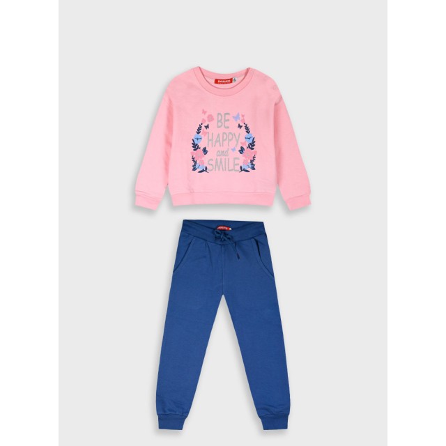 Fleece tracksuit set with print for girls | ROYAL BLUE