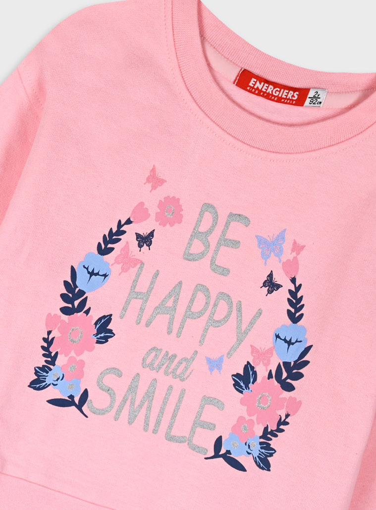 Fleece tracksuit set with print for girls | ROYAL BLUE