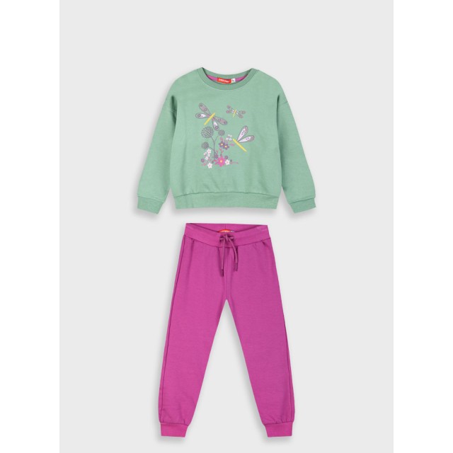 Fleece tracksuit set with print for girls | DAHLIA Fleece tracksuit set with print for girls | DAHLIA