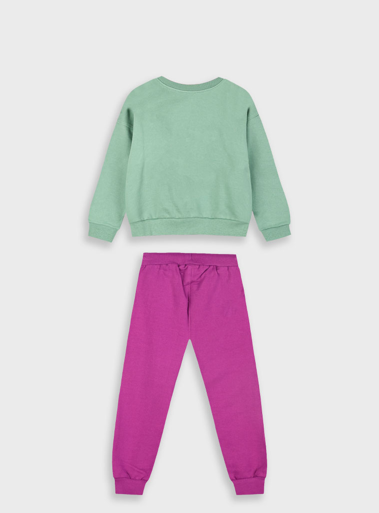 Fleece tracksuit set with print for girls | DAHLIA