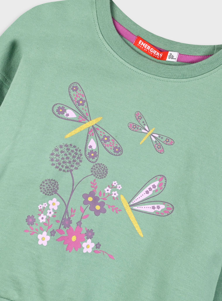 Fleece tracksuit set with print for girls | DAHLIA