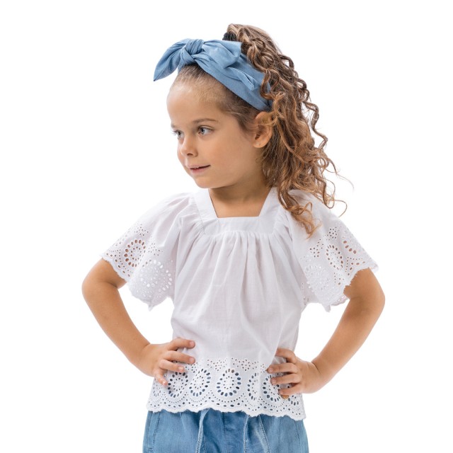 Girl΄s top with embroidery | WHITE