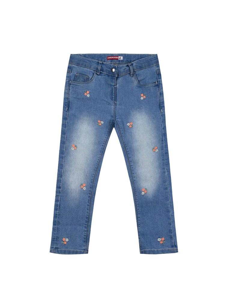 Girl΄s jeans with embroidery | LIGHT BLUE DENIM