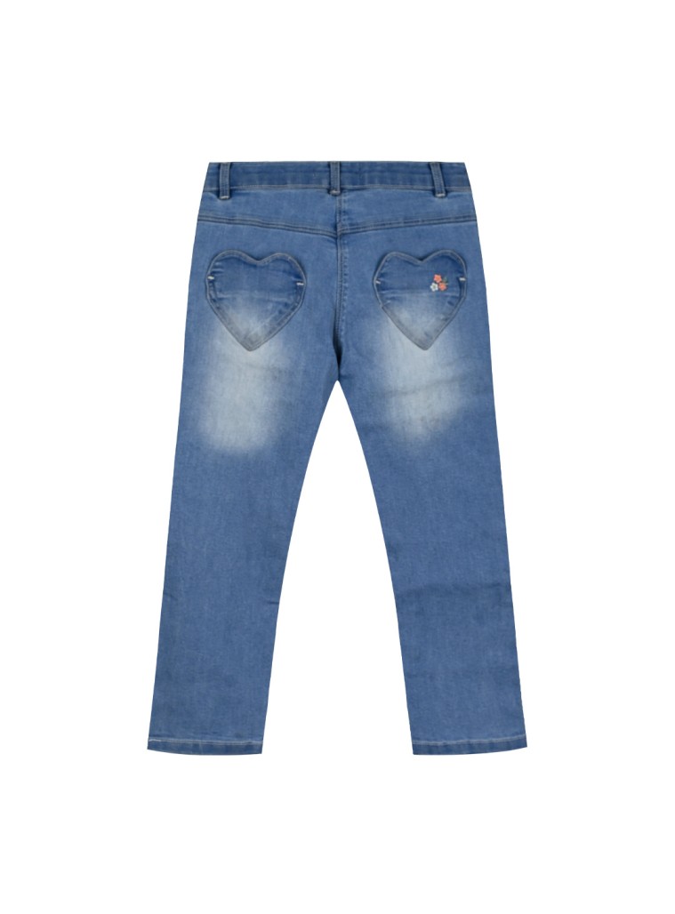 Girl΄s jeans with embroidery | LIGHT BLUE DENIM
