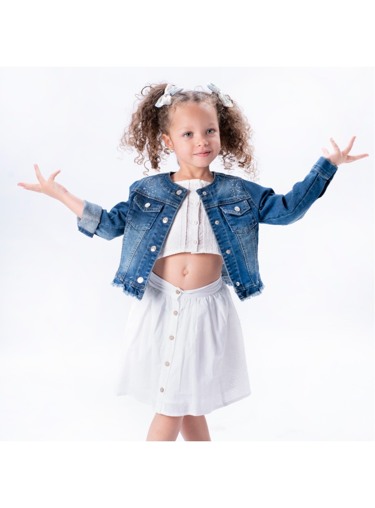 Παιδική φούστα μεσαίου μήκους με κέντημα για κορίτσι | ΛΕΥΚΟ