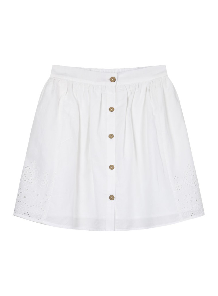 Παιδική φούστα μεσαίου μήκους με κέντημα για κορίτσι | ΛΕΥΚΟ