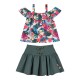 Girl΄s 2 piece set with printed shirt | KHAKI