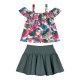 Girl΄s 2 piece set with printed shirt | KHAKI