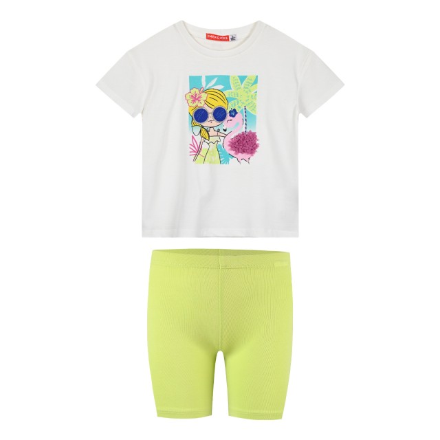 Girl΄s 2 piece set with print | BRIGHT GREEN