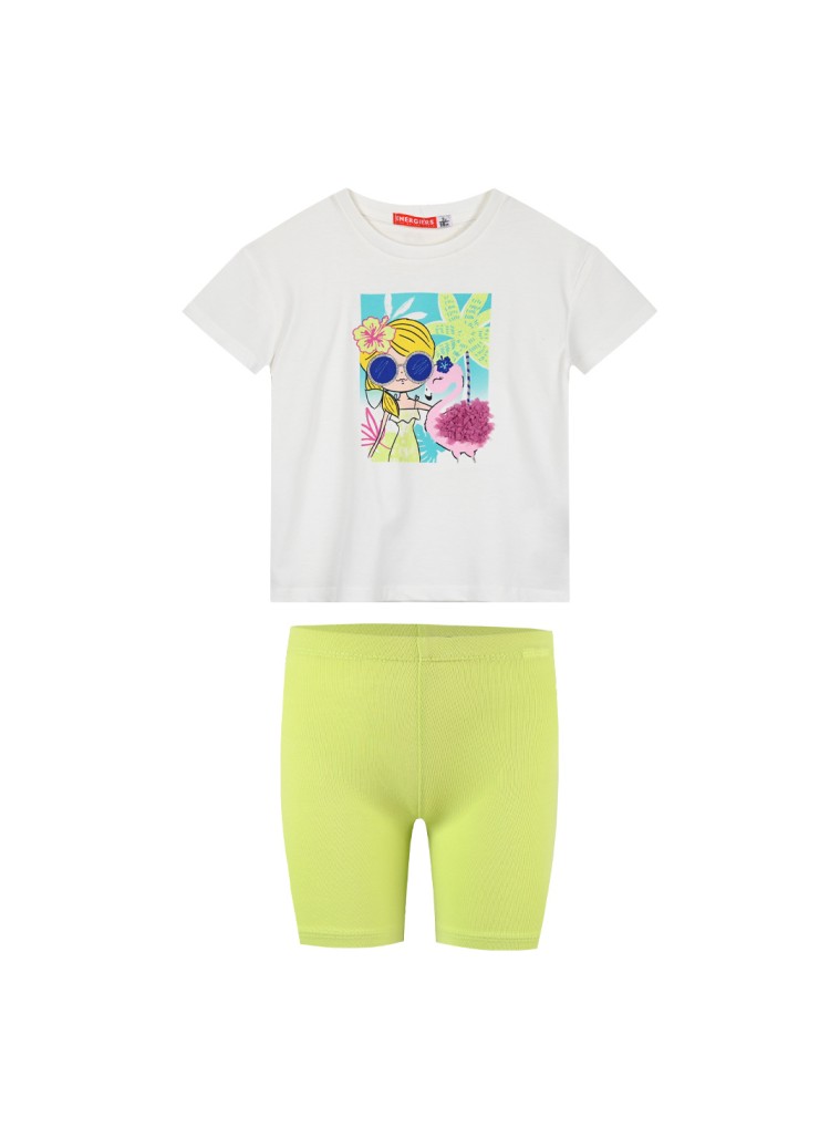 Girl΄s 2 piece set with print | BRIGHT GREEN