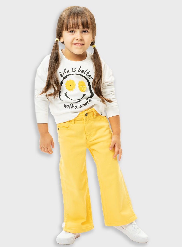 Τζην παντελόνι wide leg για κορίτσι | ΚΙΤΡΙΝΟ