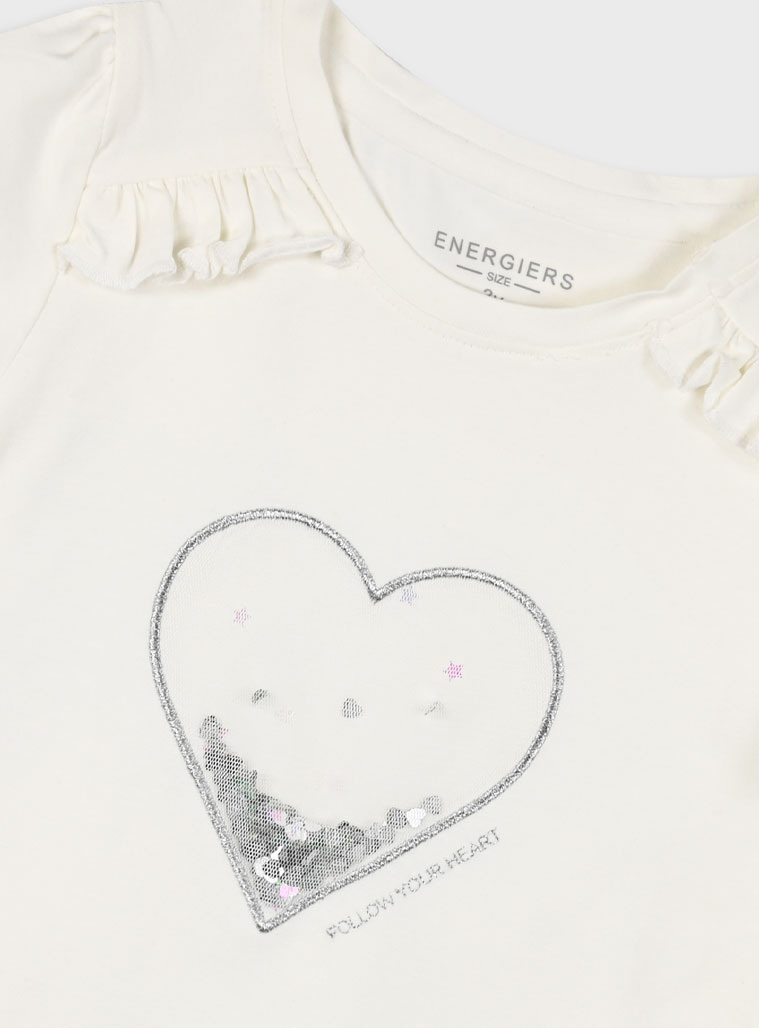 T-shirt with sequins for girls | ECRU