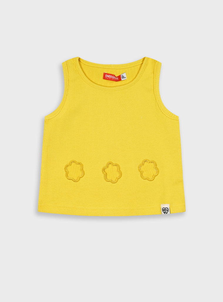 Ribbed tank top for girls | YELLOW
