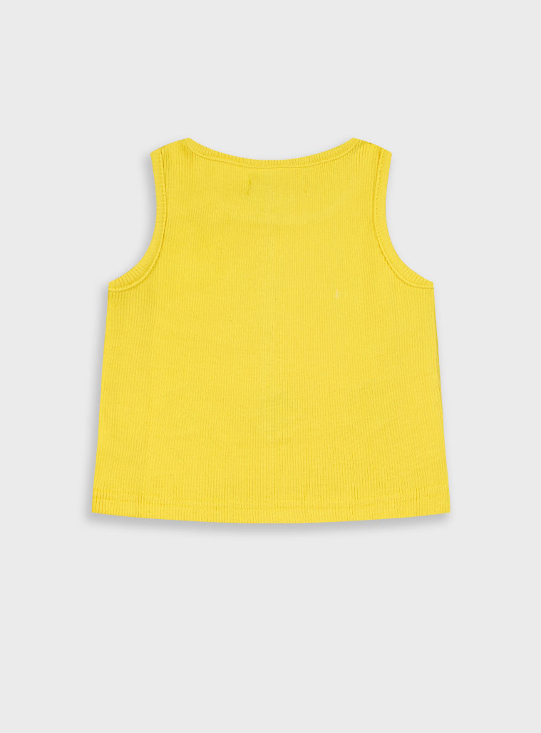 Ribbed tank top for girls | YELLOW