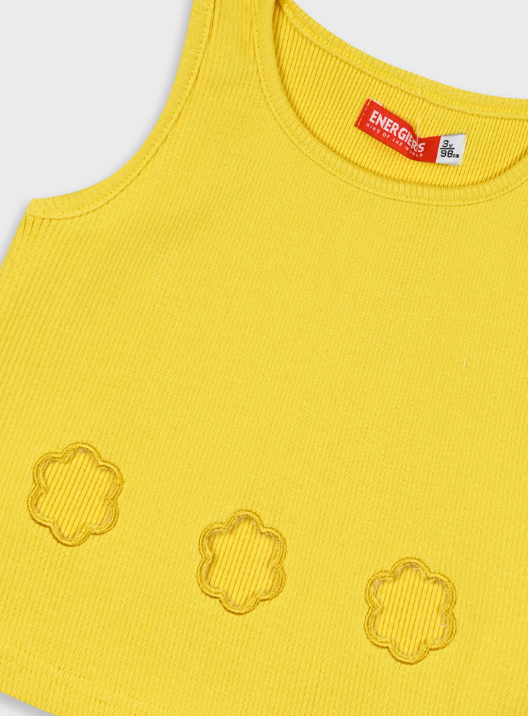 Ribbed tank top for girls | YELLOW