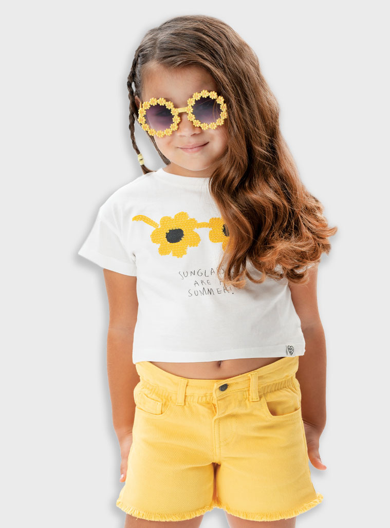 Denim shorts for girls | YELLOW