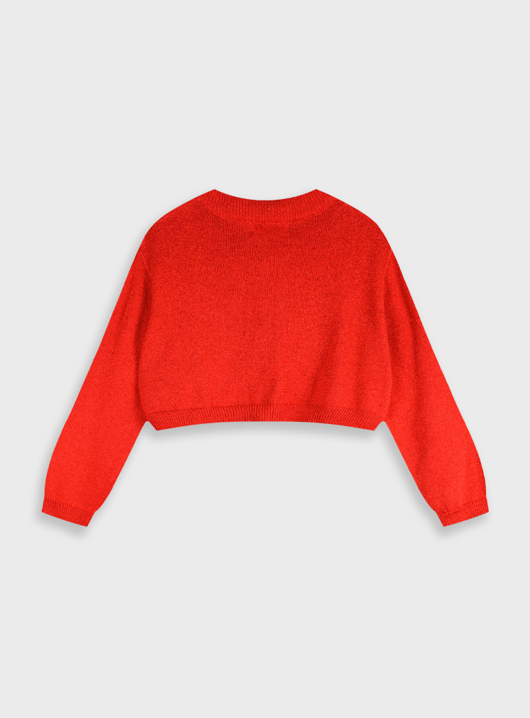 Πλεκτό μπολερό με μεταλιζέ λούρεξ κλωστή για κορίτσι | ΚΟΚΚΙΝΟ Πλεκτό μπολερό με μεταλιζέ λούρεξ κλωστή για κορίτσι | ΚΟΚΚΙΝΟ