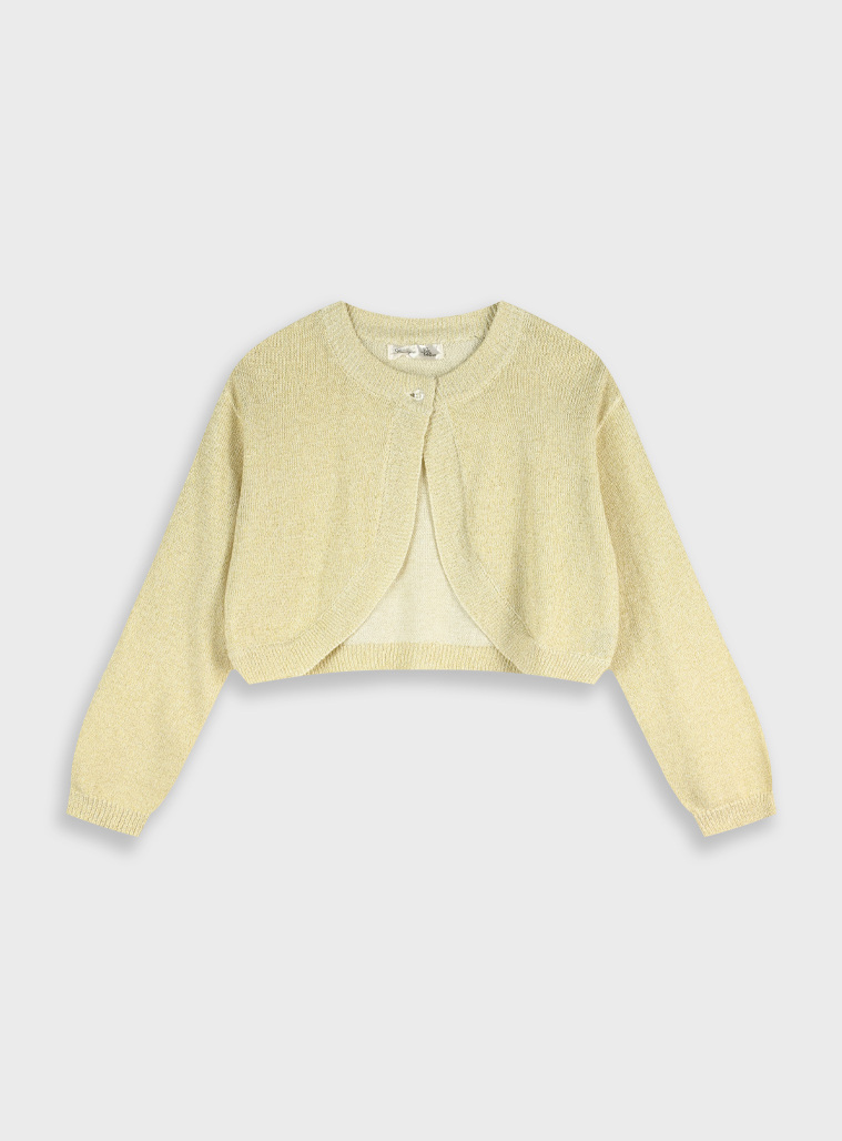 Πλεκτό μπολερό με μεταλιζέ λούρεξ κλωστή για κορίτσι | ΧΡΥΣΟ Πλεκτό μπολερό με μεταλιζέ λούρεξ κλωστή για κορίτσι | ΧΡΥΣΟ